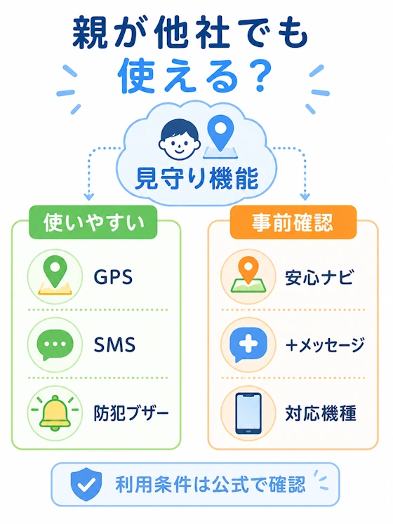 親が他社でも利用できる見守り機能の整理図